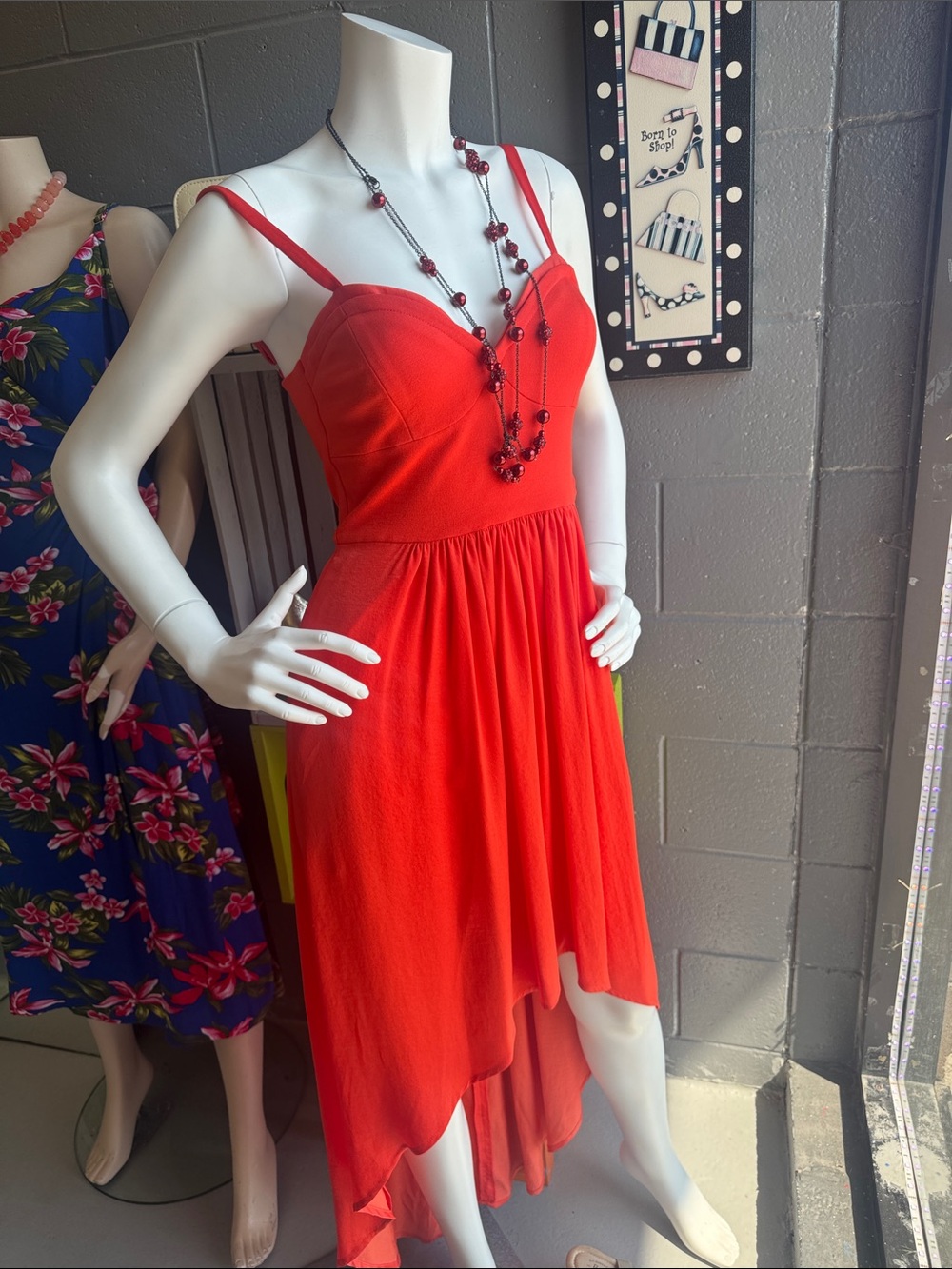 BCBGMaxAzria Red High-Low Spaghetti Strap Dress